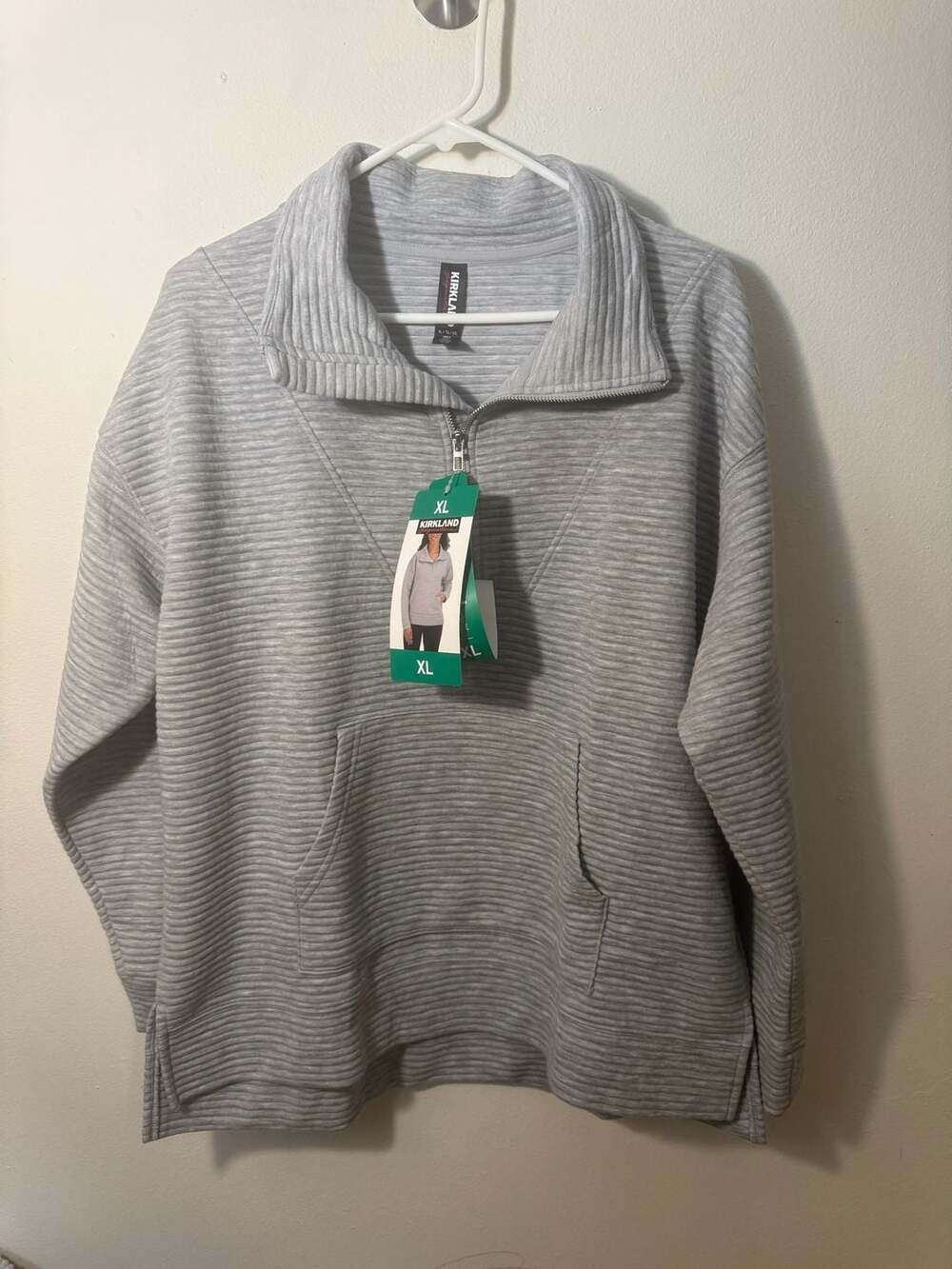 Kirkland Signature Ladies' Heather Gray Ottoman Half-Zip Sweatshirt